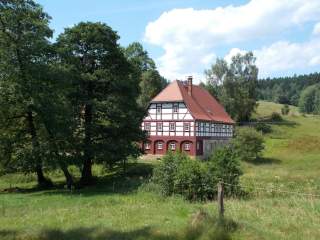 Die Saupsdorfer Hütte, ein Umgebindehaus. Foto: Christian Walter 
