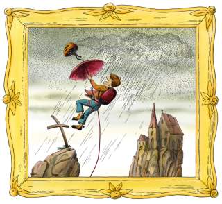Illustration des fliegenden Roberts aus dem Struwwelpeter