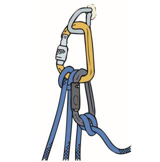 Illustration Selbst- und Partnersicherung mit nur einem Bohrhaken