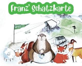 Grafik mit Murmeltier und anderen Alpentieren